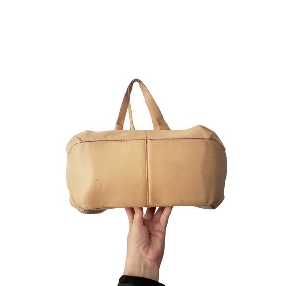 Tod's Leather Hobo Tote Handbag Shoulder Bag Purse Beige/Tan Large - Picture 3 of 10